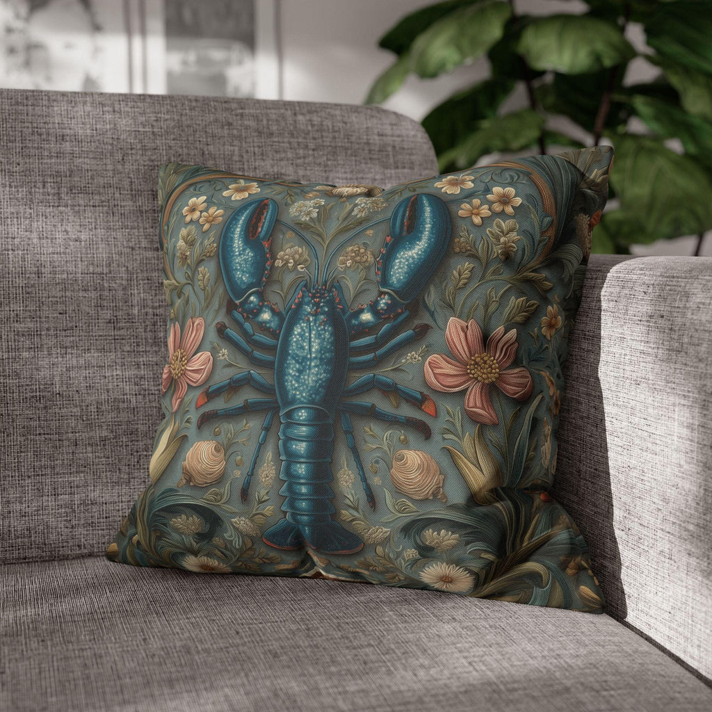William Morris Lobster Pillow Cover: Coastal Maine Decor