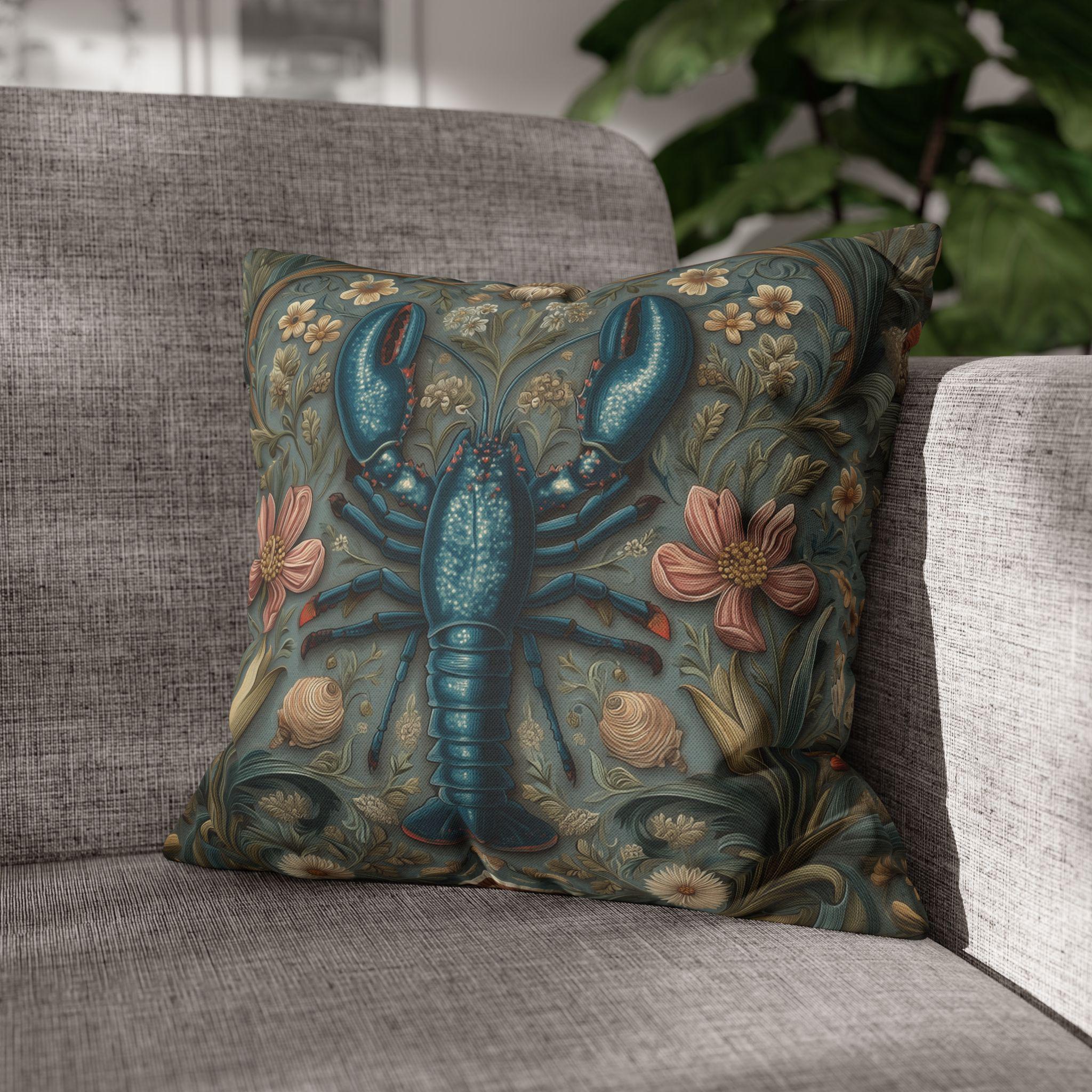William Morris Lobster Pillow Cover: Coastal Maine Decor