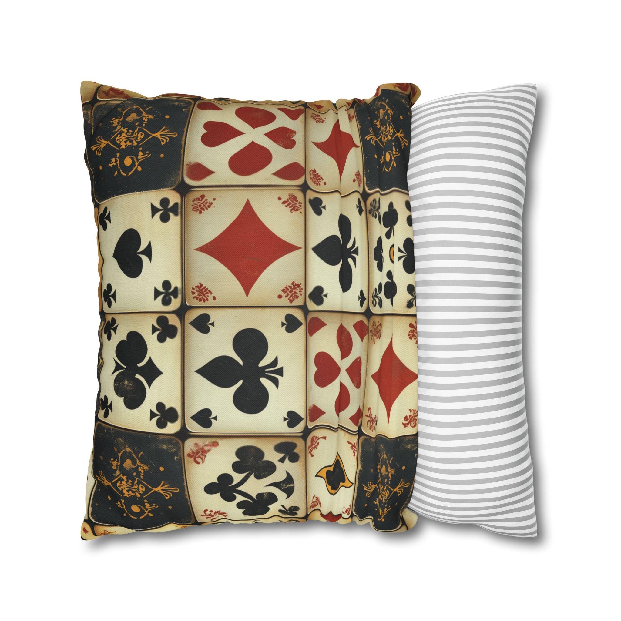 Vintage Playing Cards Pillow Cover: Man Cave Poker Decor