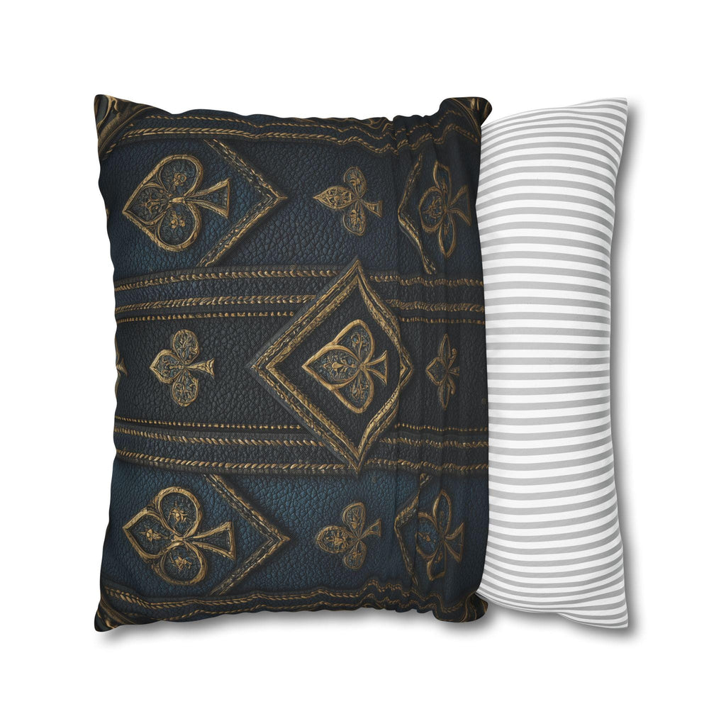 Blue & Gold Playing Card Pillow Cover: Gothic Game Room Decor