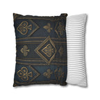 Blue & Gold Playing Card Pillow Cover: Gothic Game Room Decor