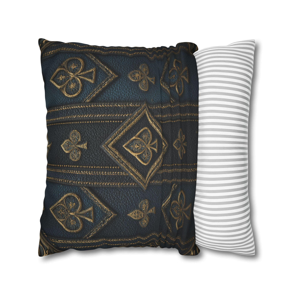 Blue & Gold Playing Card Pillow Cover: Gothic Game Room Decor