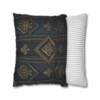 Blue & Gold Playing Card Pillow Cover: Gothic Game Room Decor