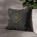 Blue & Gold Playing Card Pillow Cover: Gothic Game Room Decor