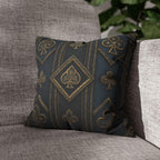 Blue & Gold Playing Card Pillow Cover: Gothic Game Room Decor