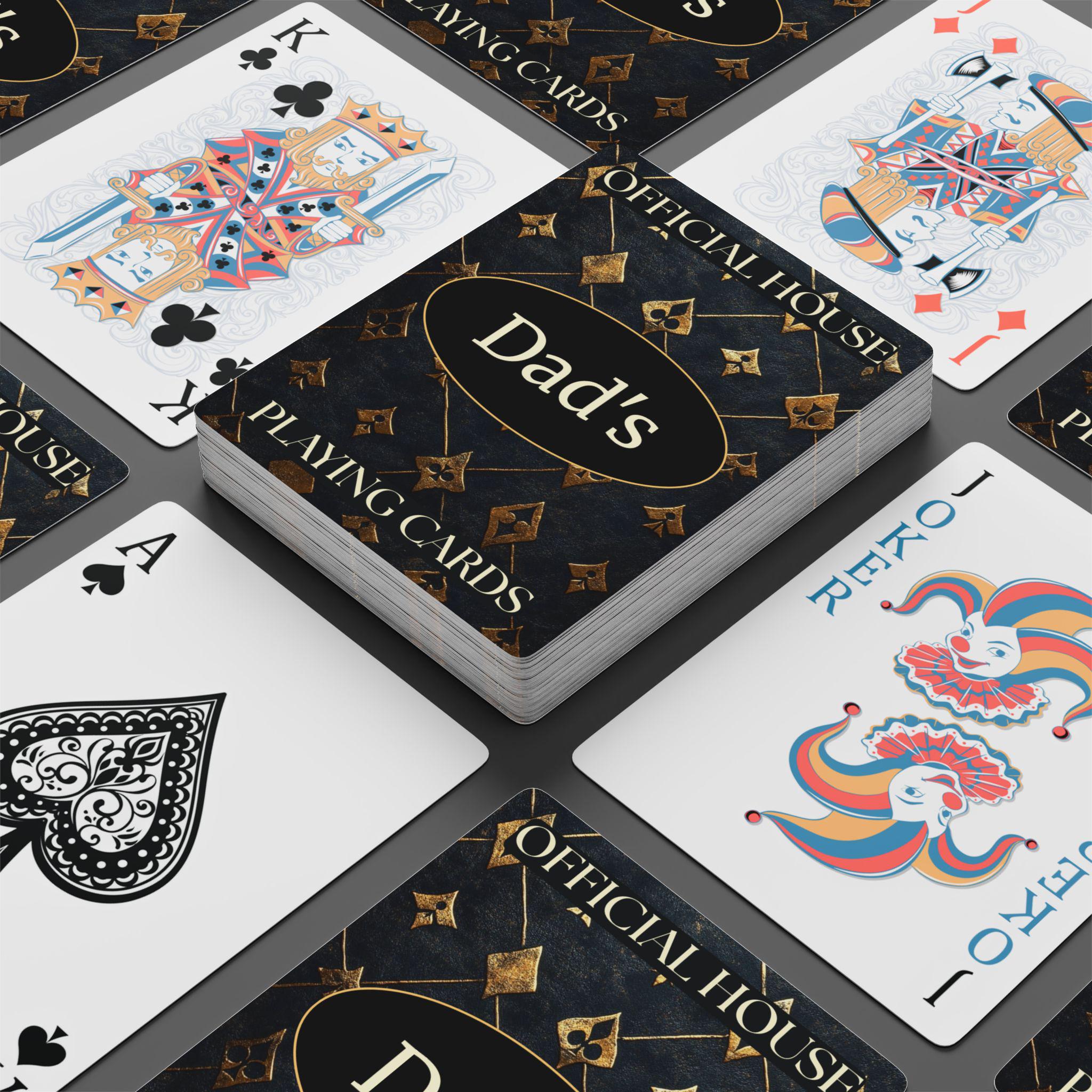 Personalized Gold & Black Playing Cards: Custom Deck for Dad, Grandpa, Game Night Gifts