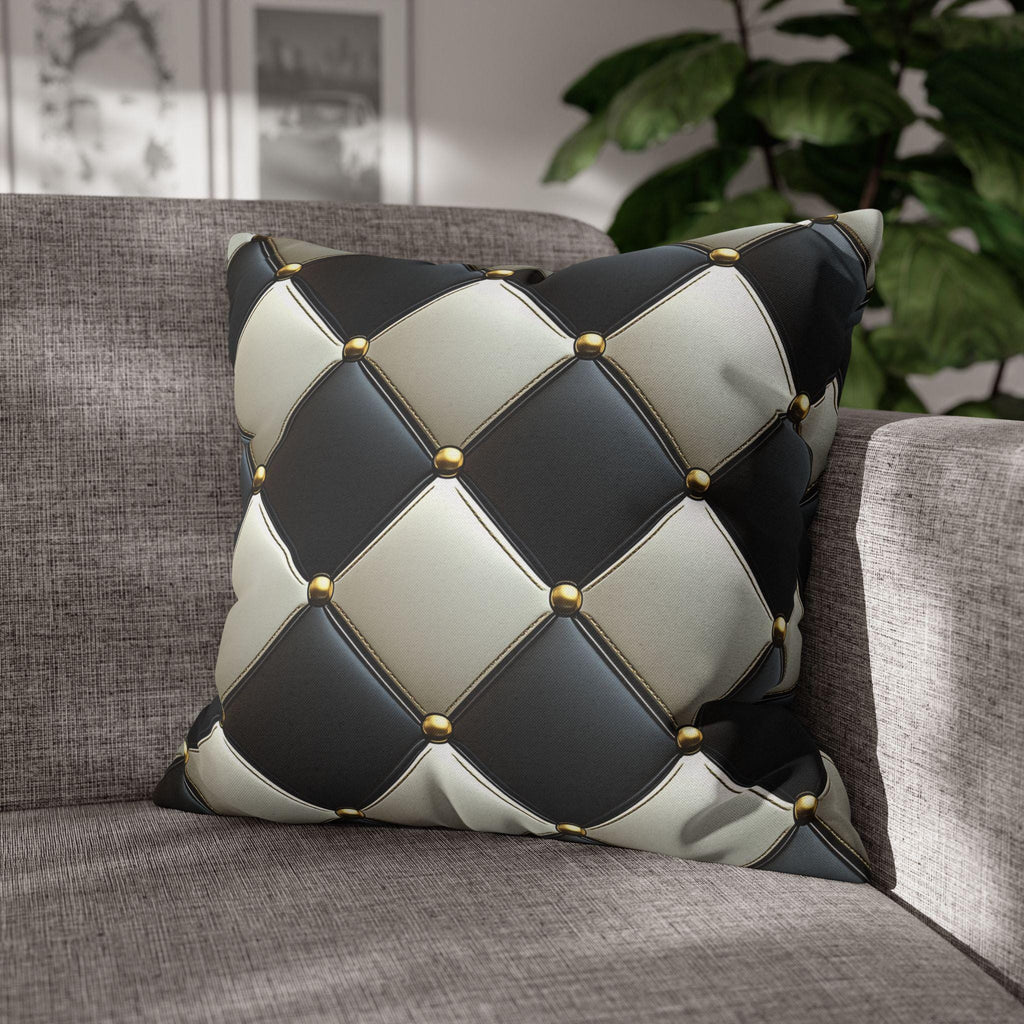 Racing Flag Checkered Pillow Cover: Black & White Cushion for Mancave, Office, Game Room Decor