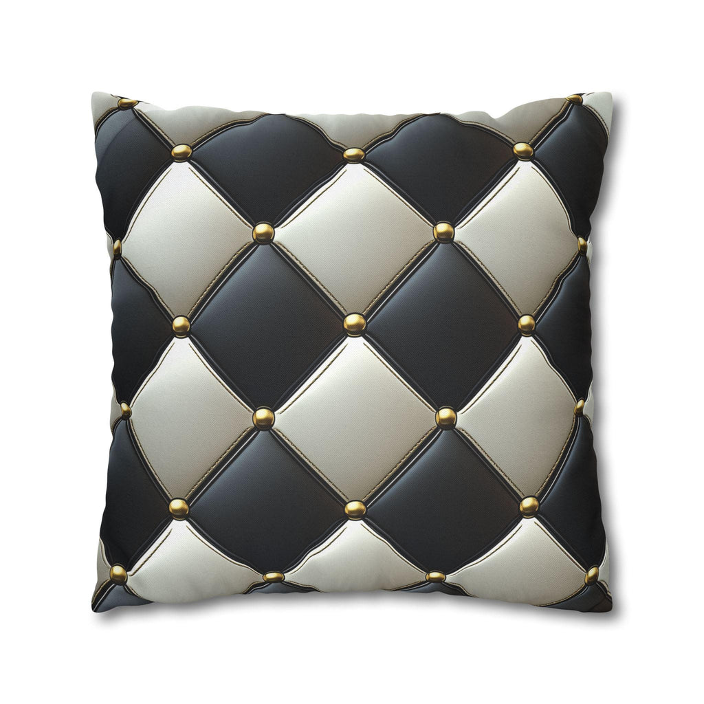 Racing Flag Checkered Pillow Cover: Black & White Cushion for Mancave, Office, Game Room Decor