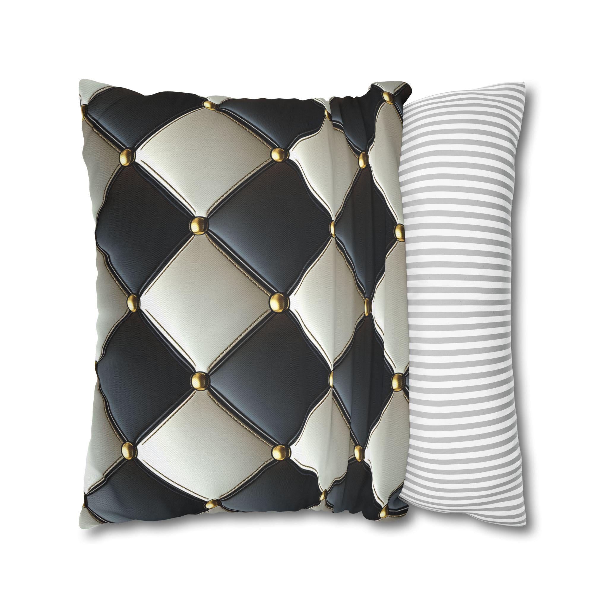 Racing Flag Checkered Pillow Cover: Black & White Cushion for Mancave, Office, Game Room Decor