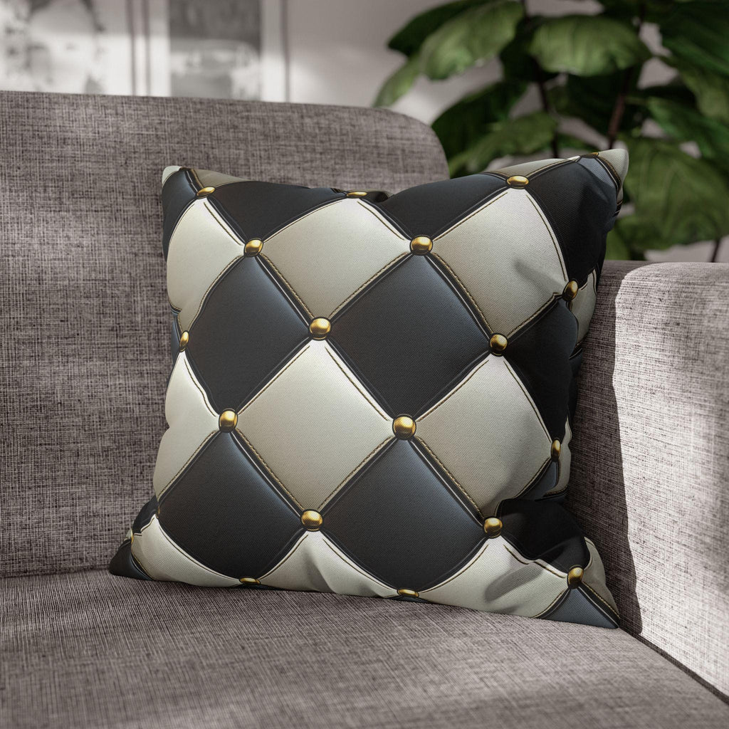 Racing Flag Checkered Pillow Cover: Black & White Cushion for Mancave, Office, Game Room Decor