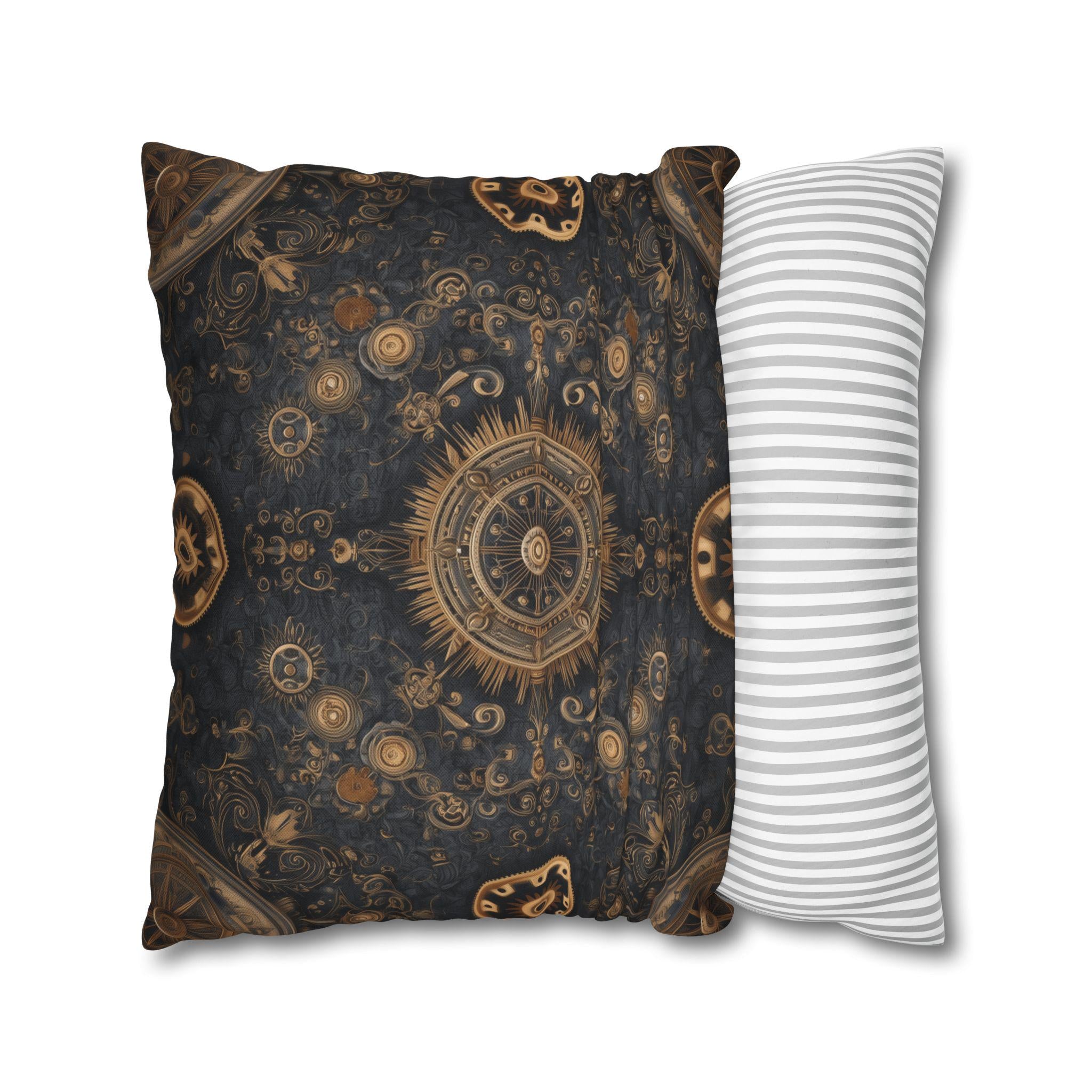 Steampunk Gear Pillow Cover: Vintage Mechanical Design for Workshop, Office, Sci-Fi Decor