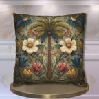 William Morris Tropical Palm Pillow Cover: Exotic Floral Cushion