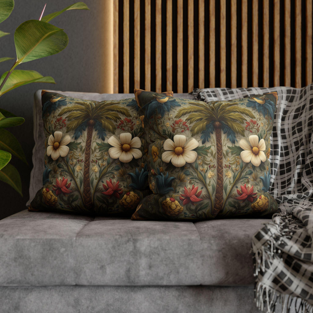 William Morris Tropical Palm Pillow Cover: Exotic Floral Cushion