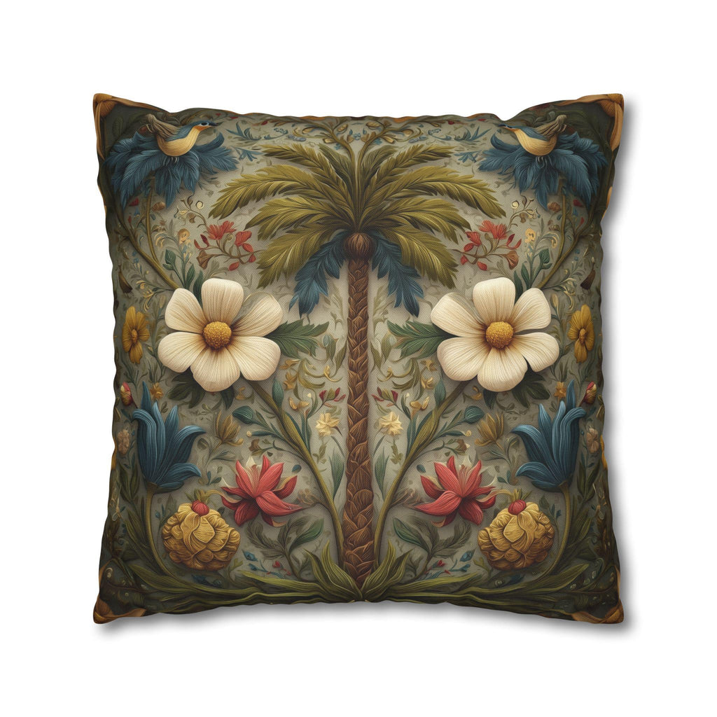 William Morris Tropical Palm Pillow Cover: Exotic Floral Cushion