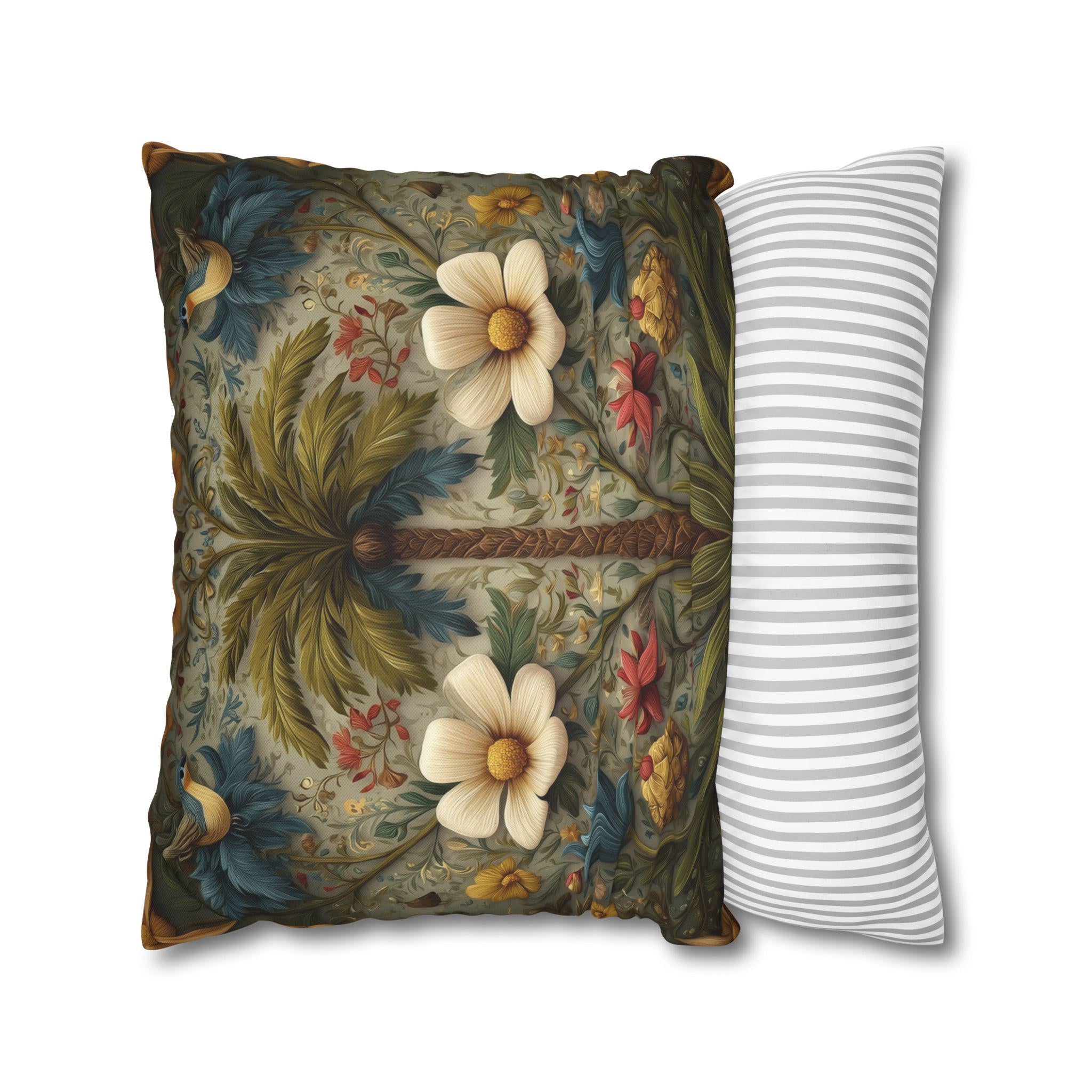 William Morris Tropical Palm Pillow Cover: Exotic Floral Cushion