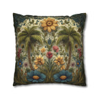 William Morris Inspired Tropical Palm Tree Pillow Cover: Sunset Coastal Botanical Cushion Decor