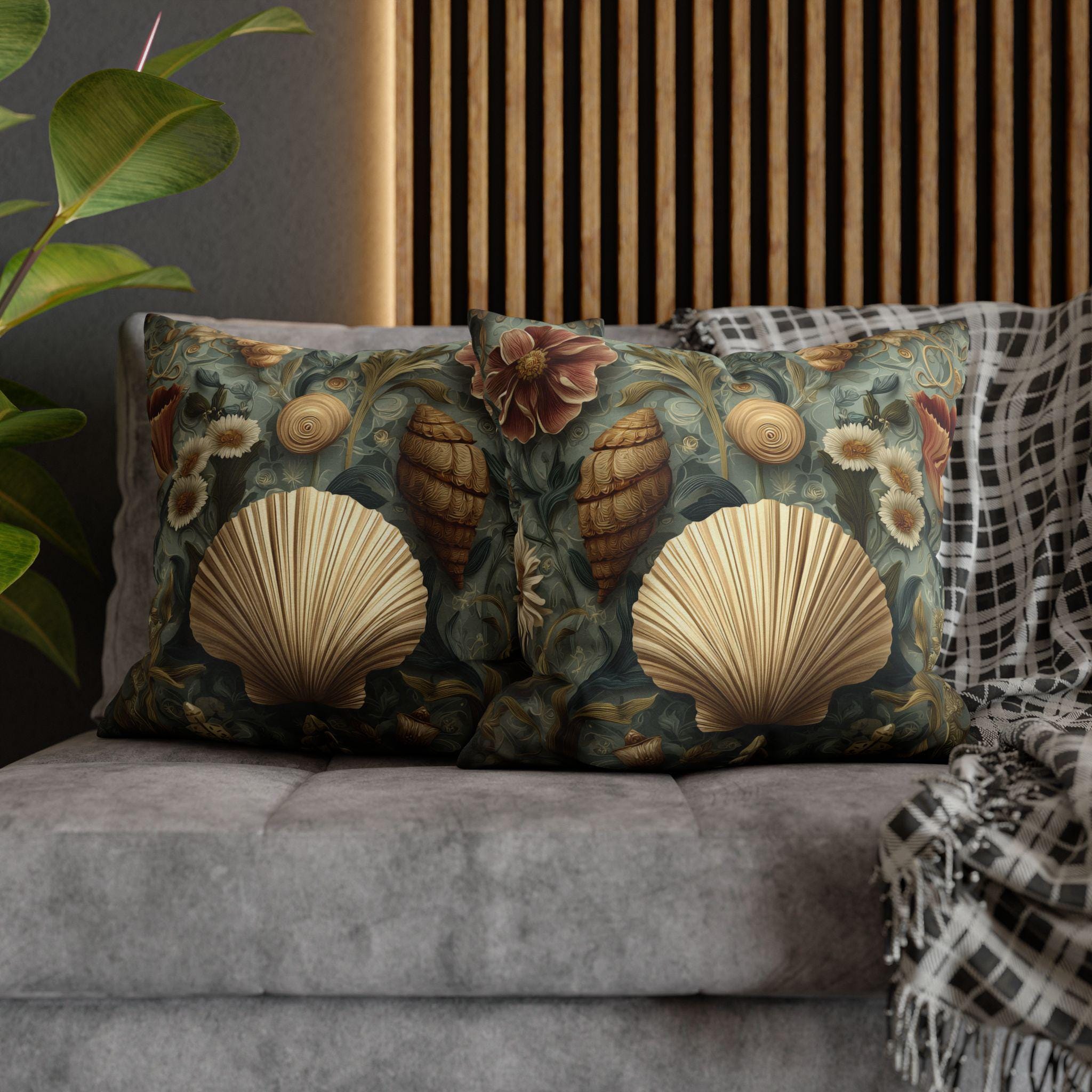 William Morris Seashell Pillow Cover: Coastal Cottage Cushion