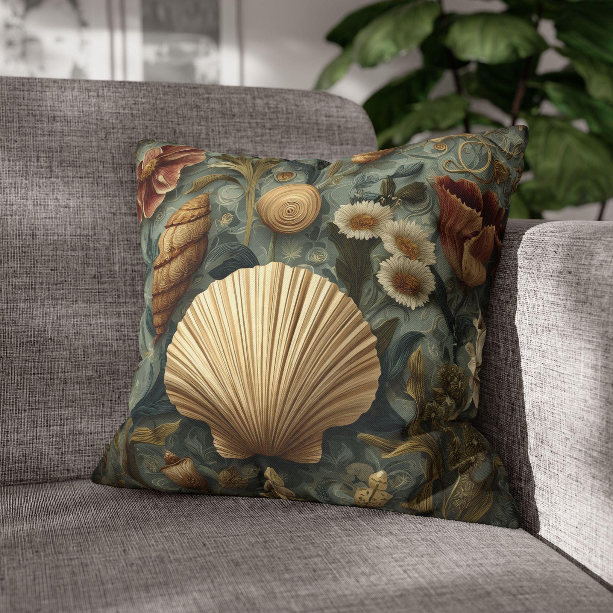 William Morris Seashell Pillow Cover: Coastal Cottage Cushion