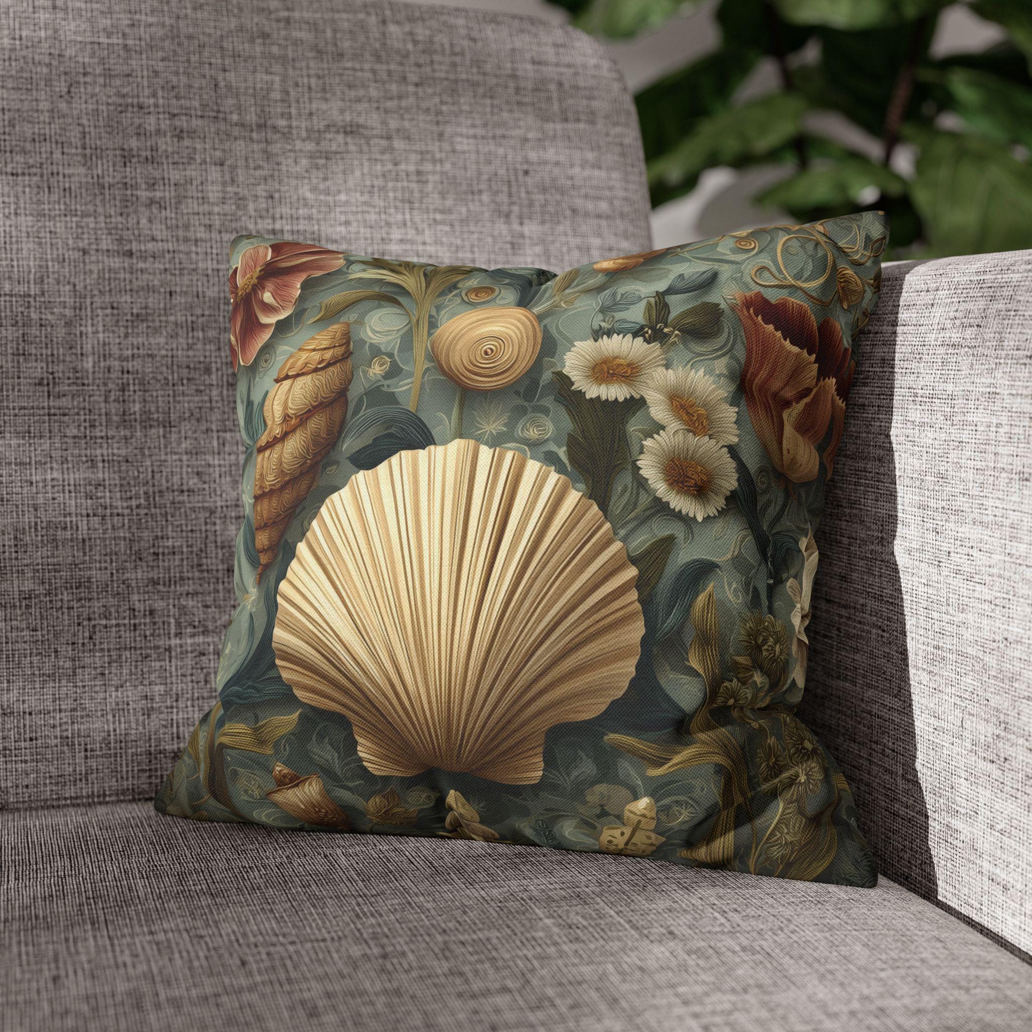 William Morris Seashell Pillow Cover: Coastal Cottage Cushion
