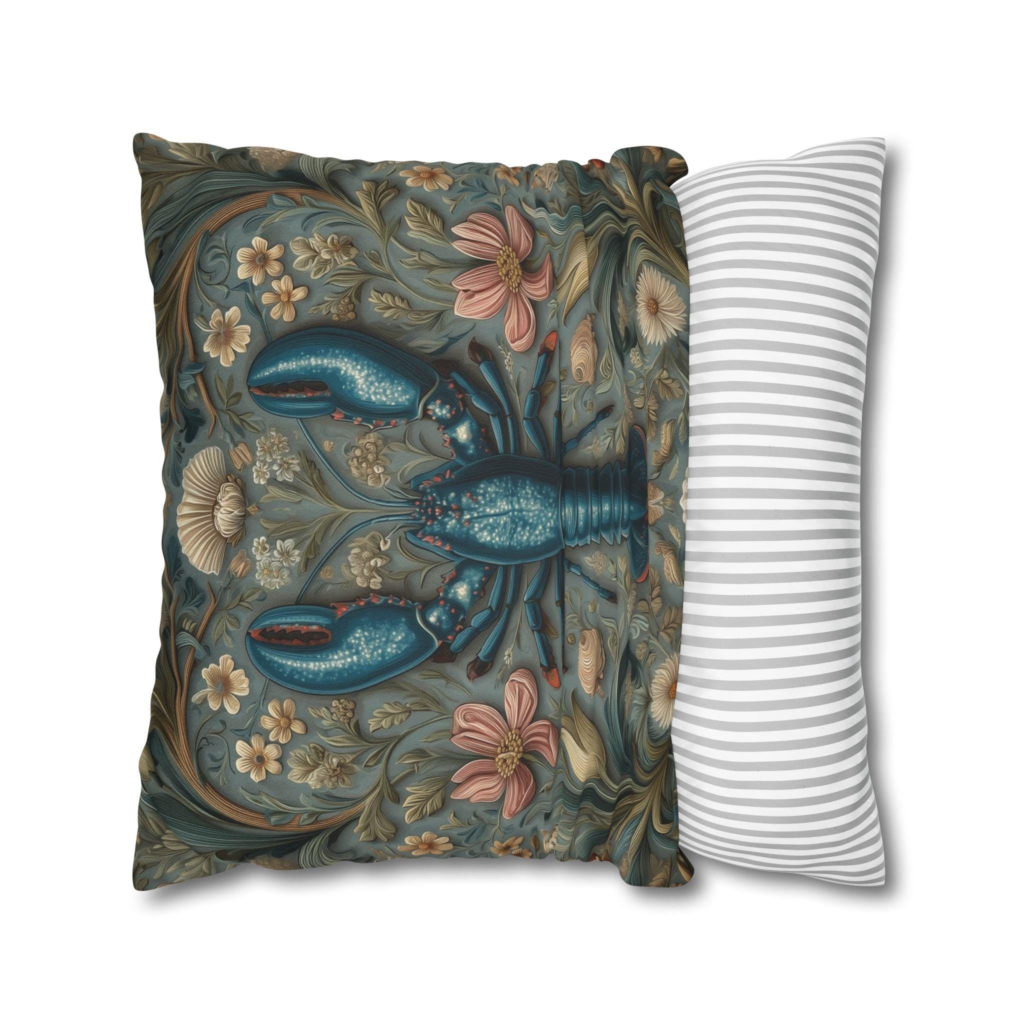William Morris Lobster Pillow Cover: Coastal Maine Decor