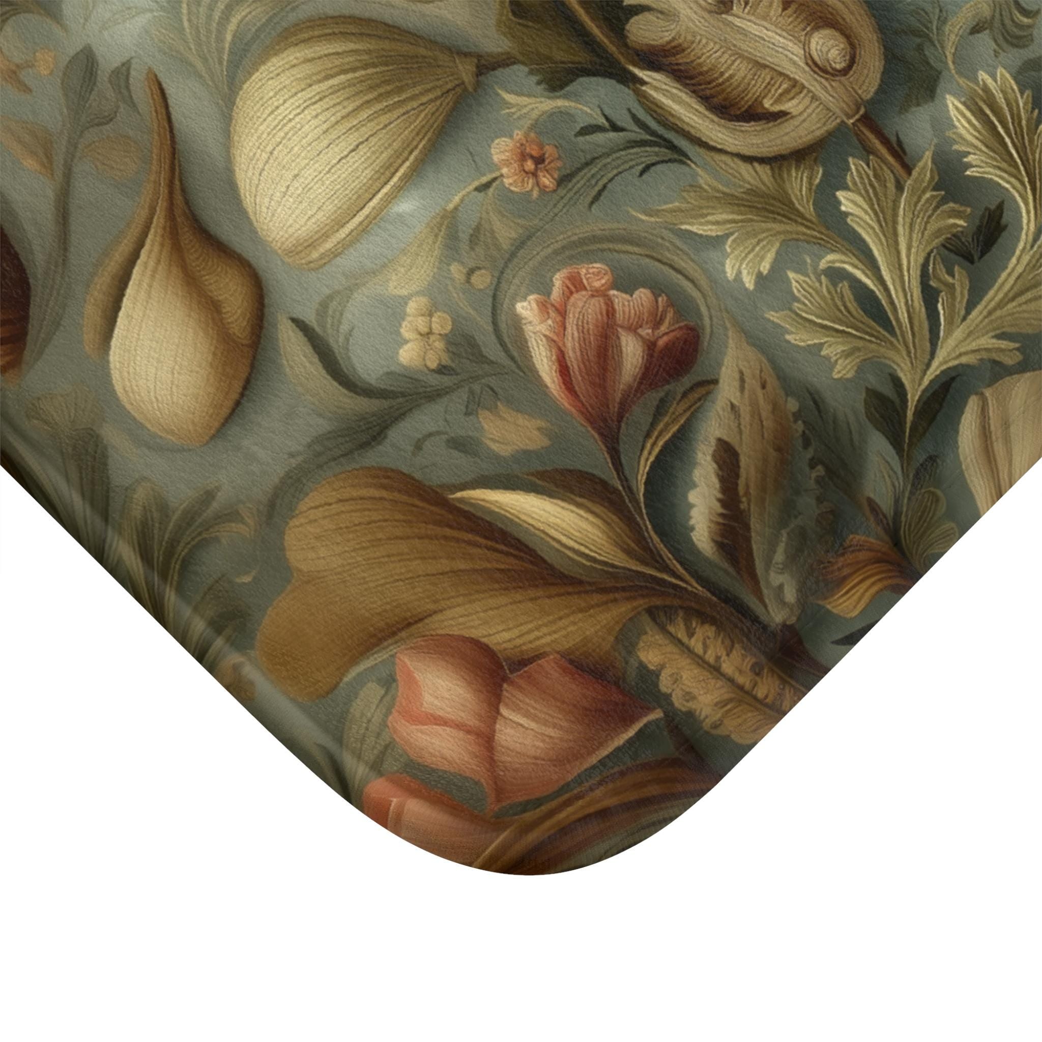 William Morris Inspired Bath Mat: Vintage Style Sailboat Seashell Design