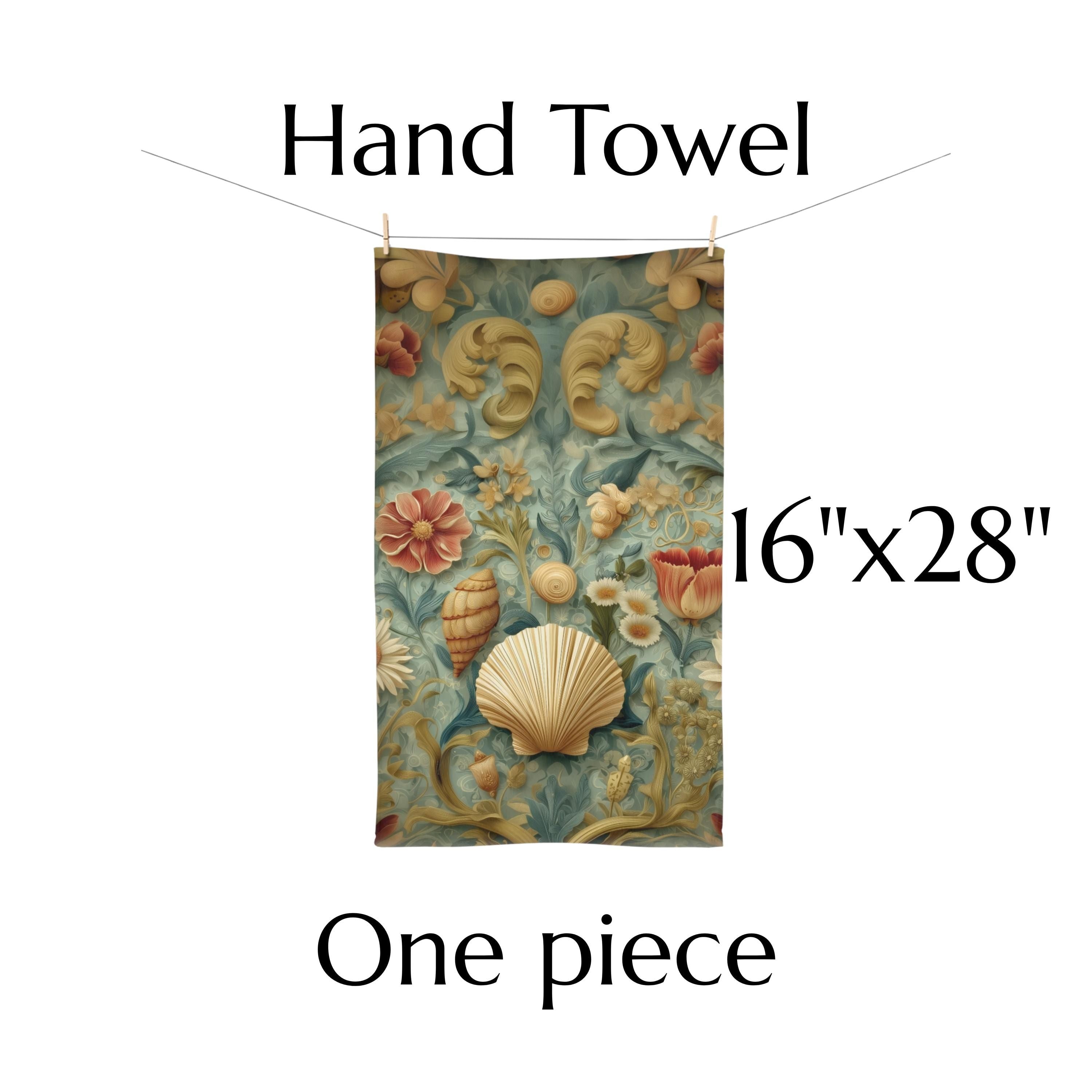 William Morris Seashell Hand Towel: Coastal Cottage Bathroom Decor