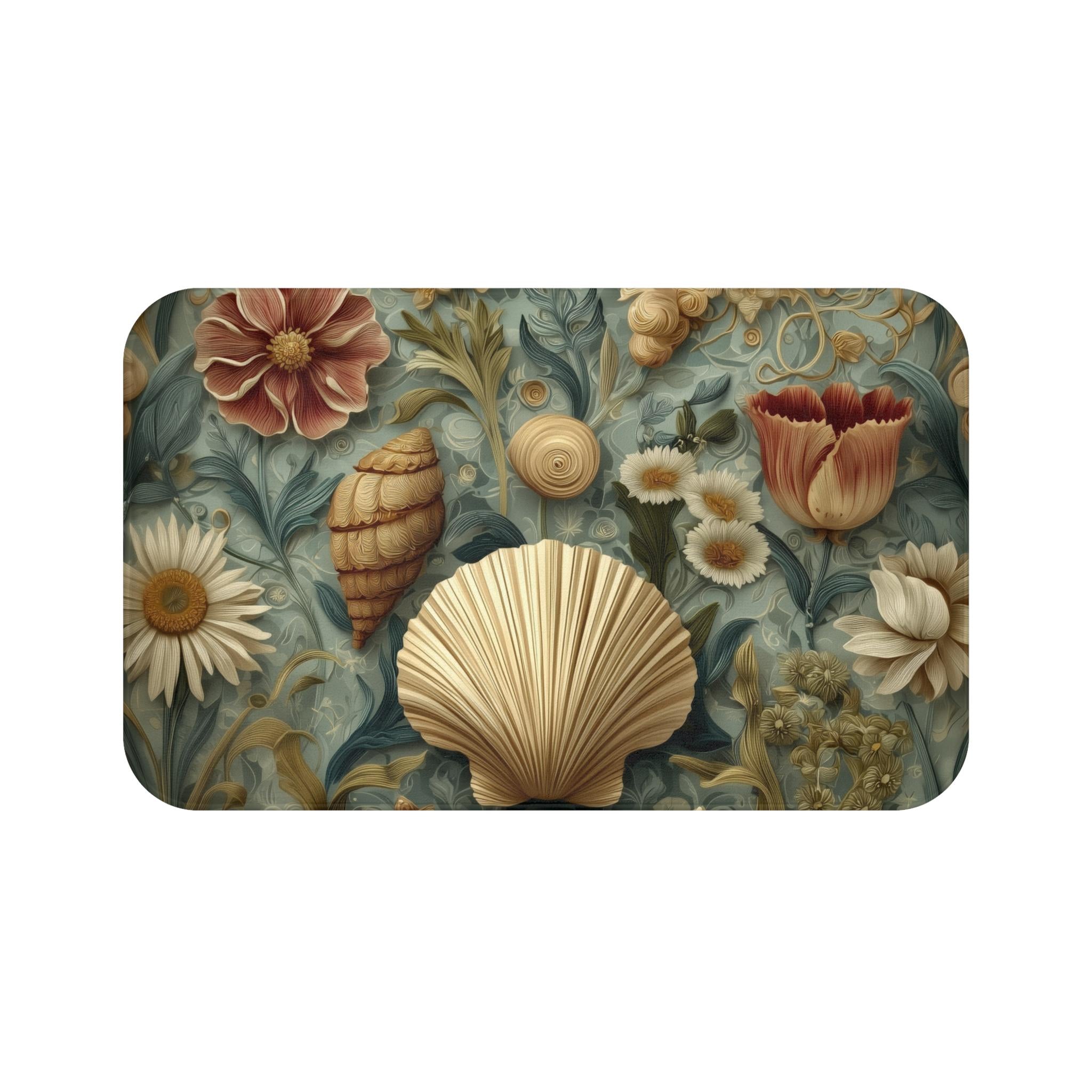 William Morris Seashell Bath Mat:  Coastal Cottage Bathroom Decor