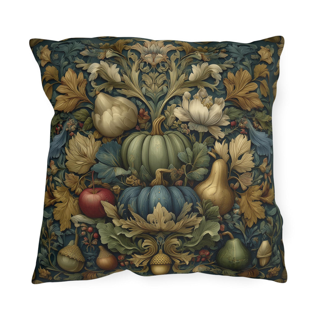 William Morris Outdoor Pillow Fall Harvest Tapestry Style Pumpkin Botanical Autumn Porch Decor