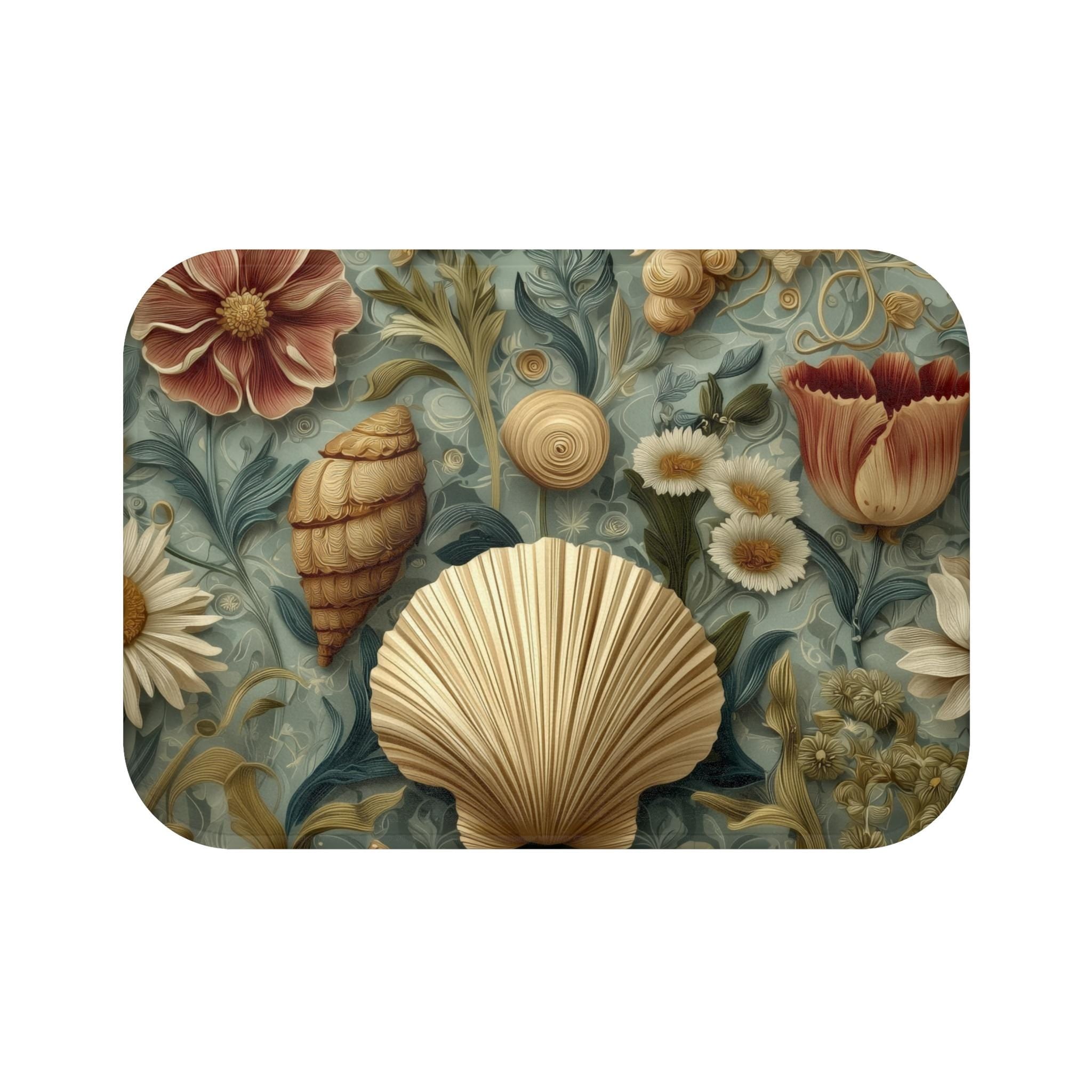 William Morris Seashell Bath Mat:  Coastal Cottage Bathroom Decor