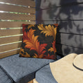 Autumn Leaves Outdoor Pillow: Gold, Orange and Red Floral Design