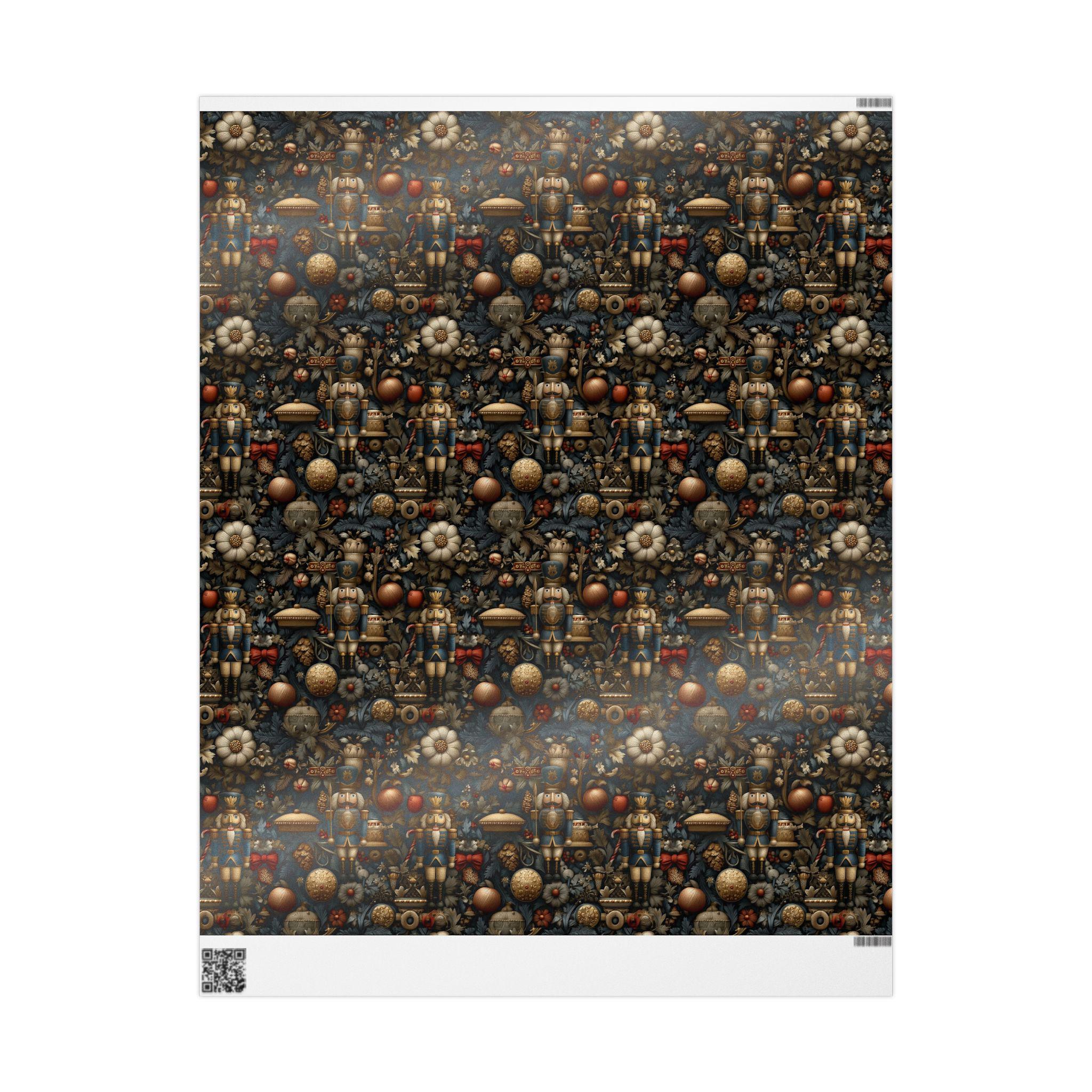 William Morris Christmas Wrapping Paper: Nutcracker, Botanical Vintage Style