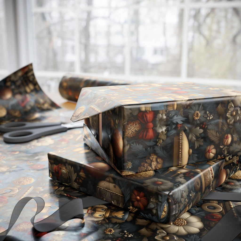 William Morris Christmas Wrapping Paper: Nutcracker, Botanical Vintage Style