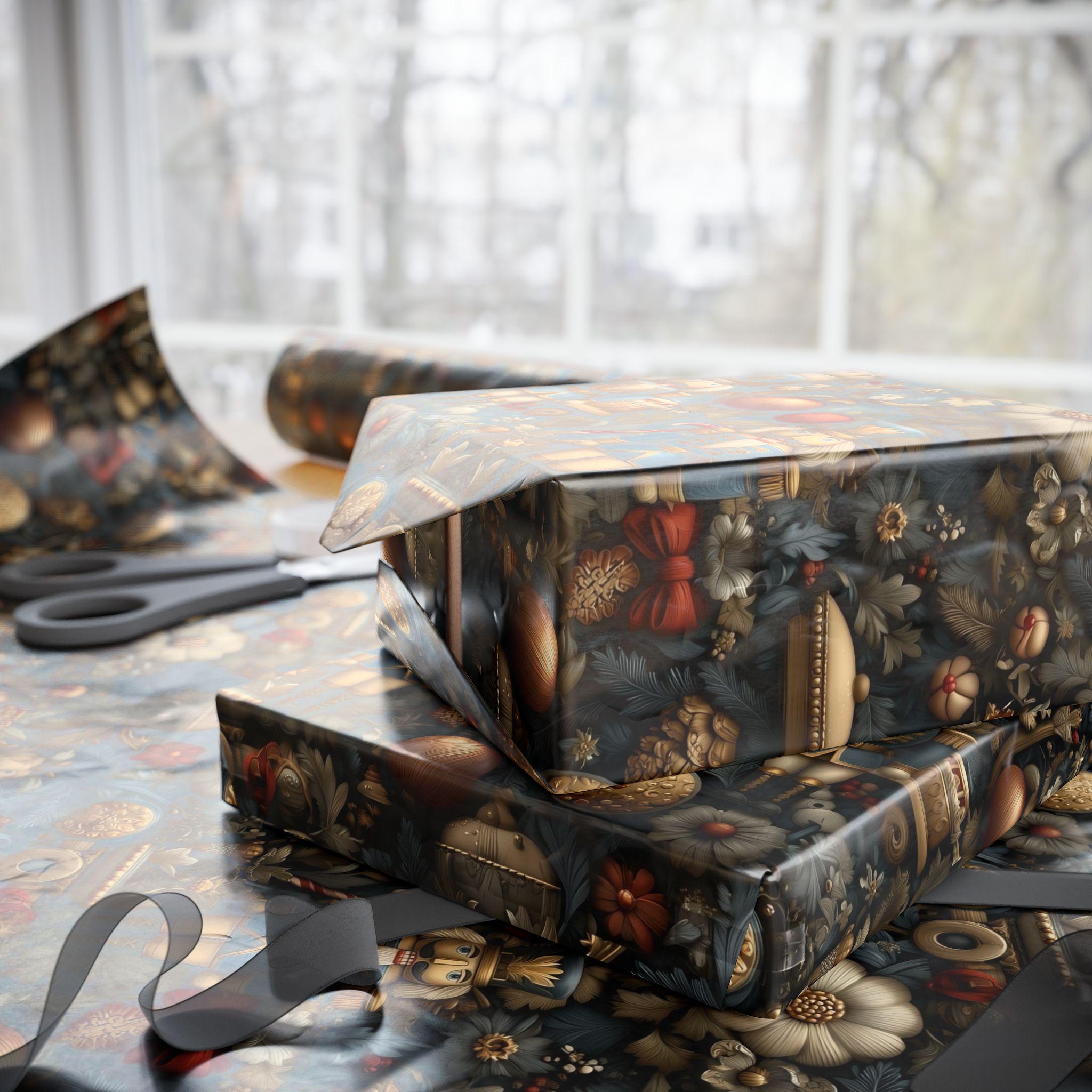 William Morris Christmas Wrapping Paper: Nutcracker, Botanical Vintage Style