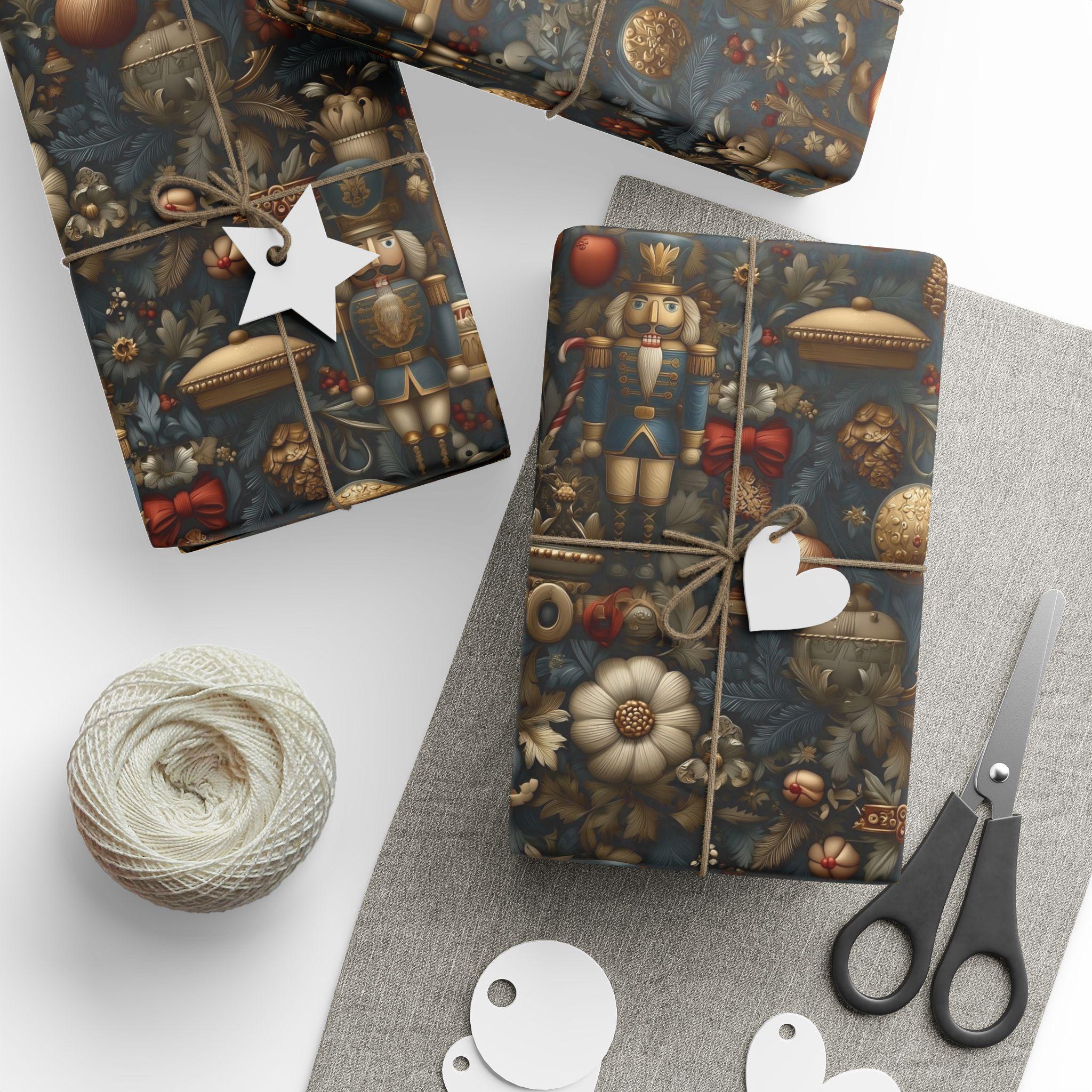 William Morris Christmas Wrapping Paper: Nutcracker, Botanical Vintage Style