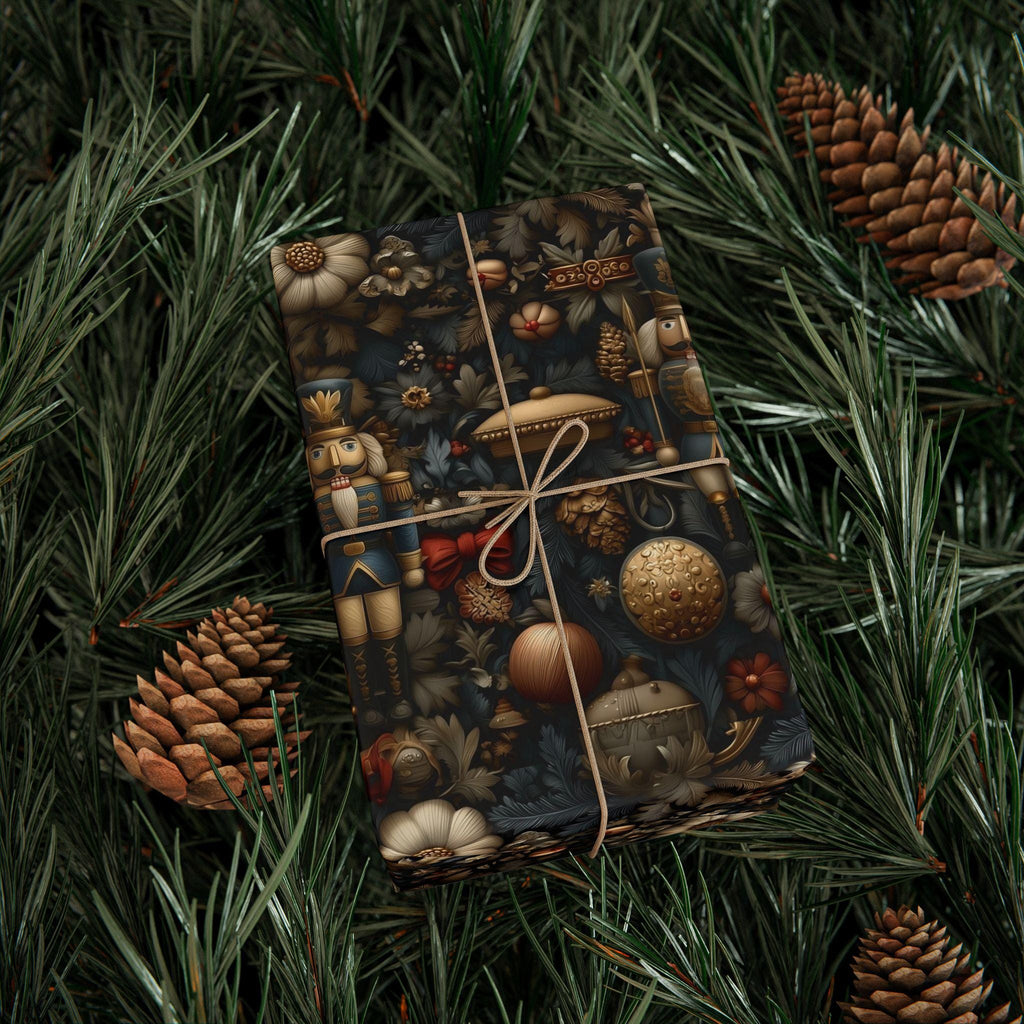 William Morris Christmas Wrapping Paper: Nutcracker, Botanical Vintage Style