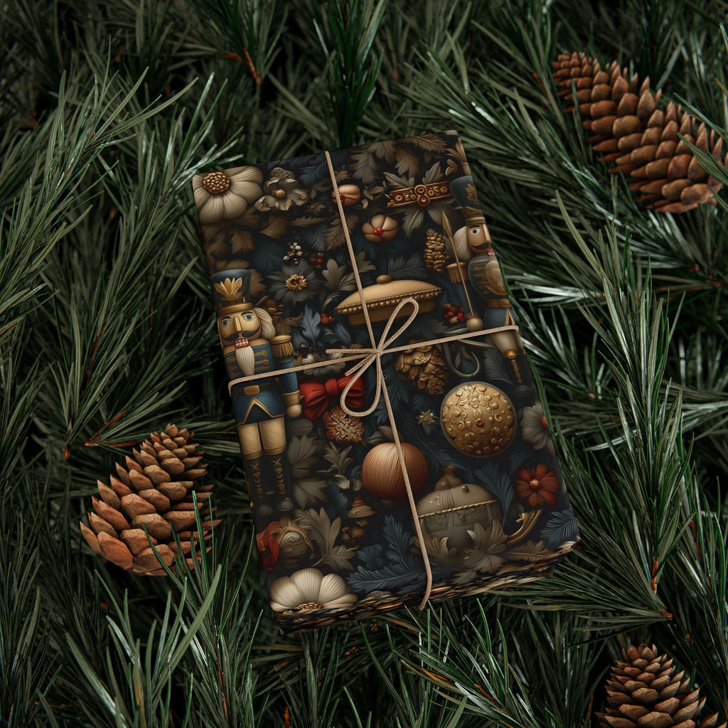 William Morris Christmas Wrapping Paper: Nutcracker, Botanical Vintage Style