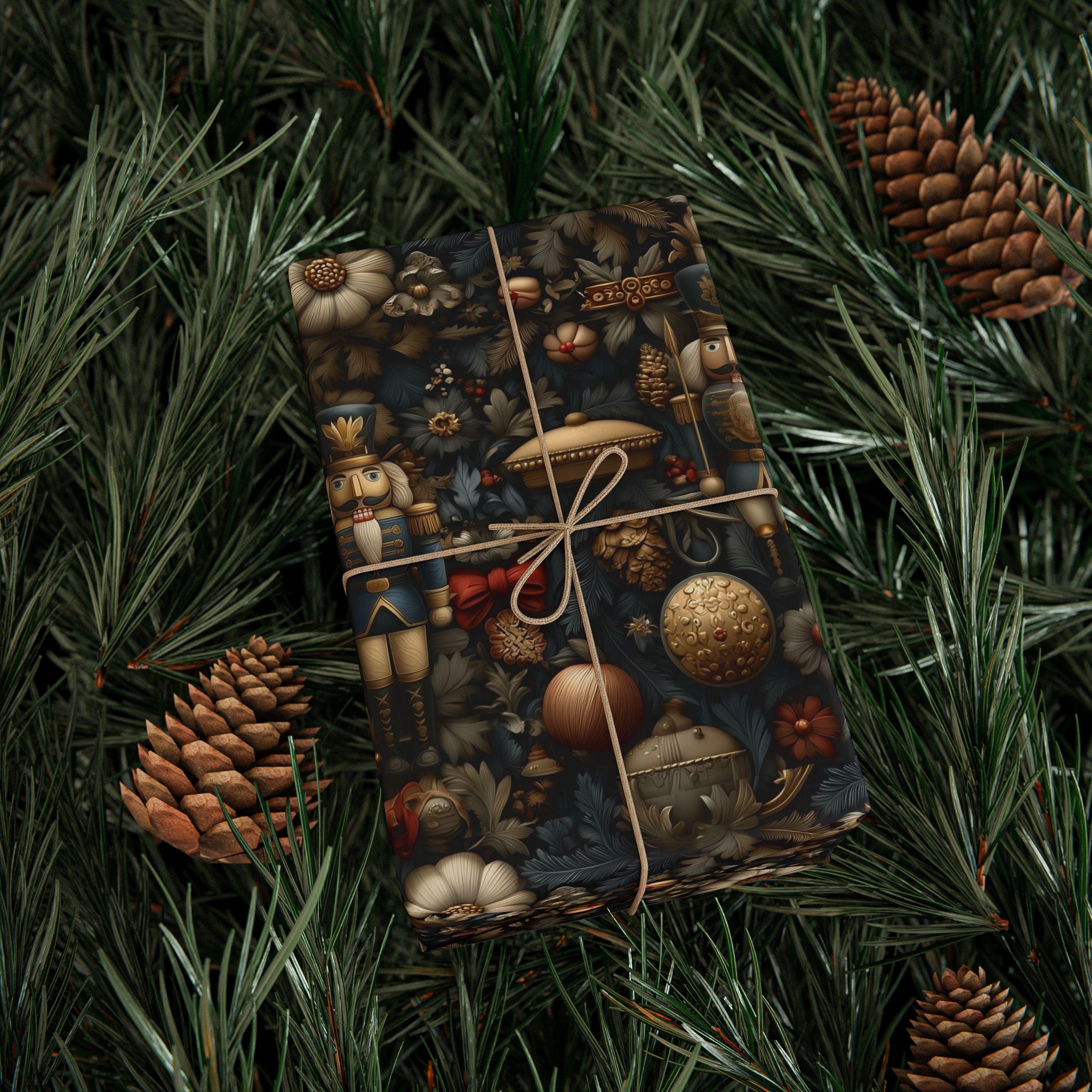 William Morris Christmas Wrapping Paper: Nutcracker, Botanical Vintage Style