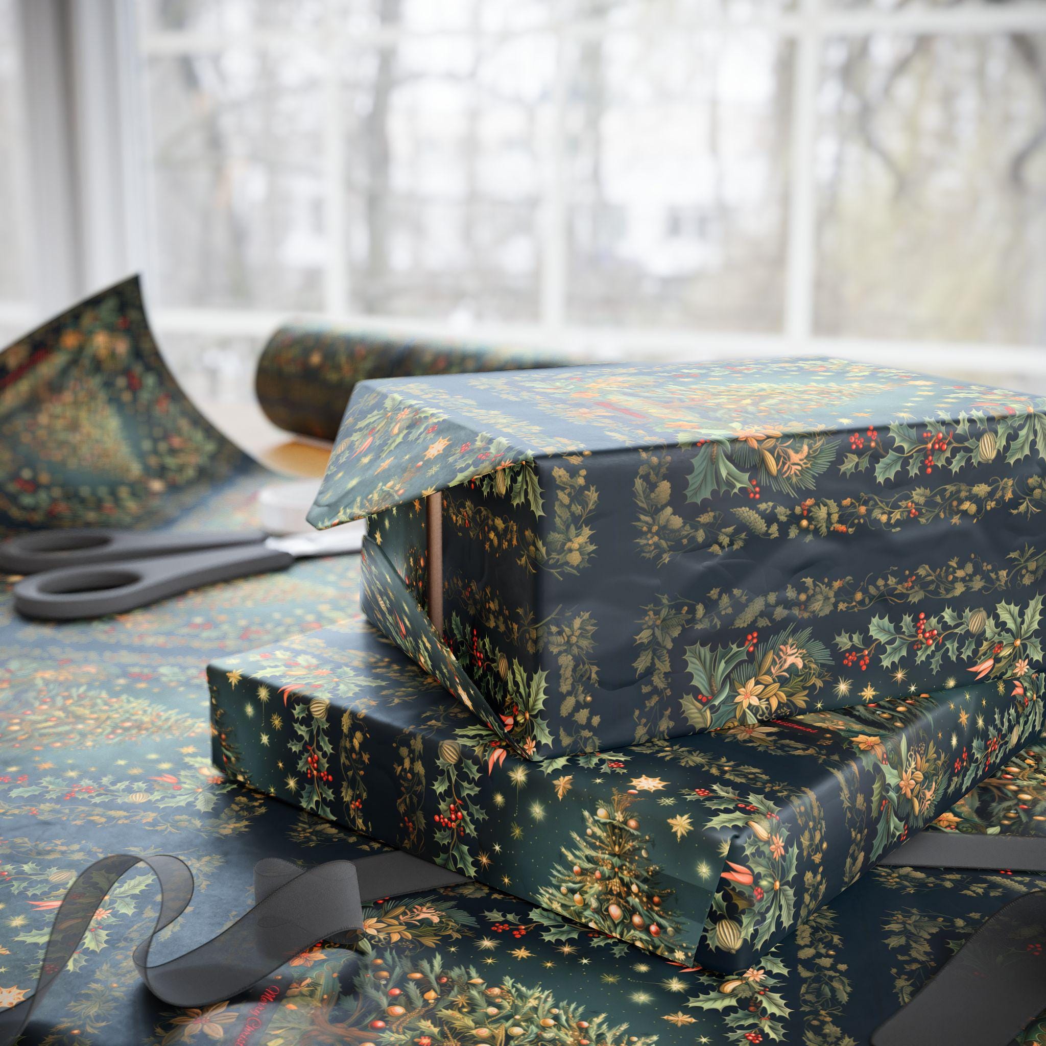 William Morris Christmas Wrapping Paper: Vintage Style Tree & Botanical Gift Wrap