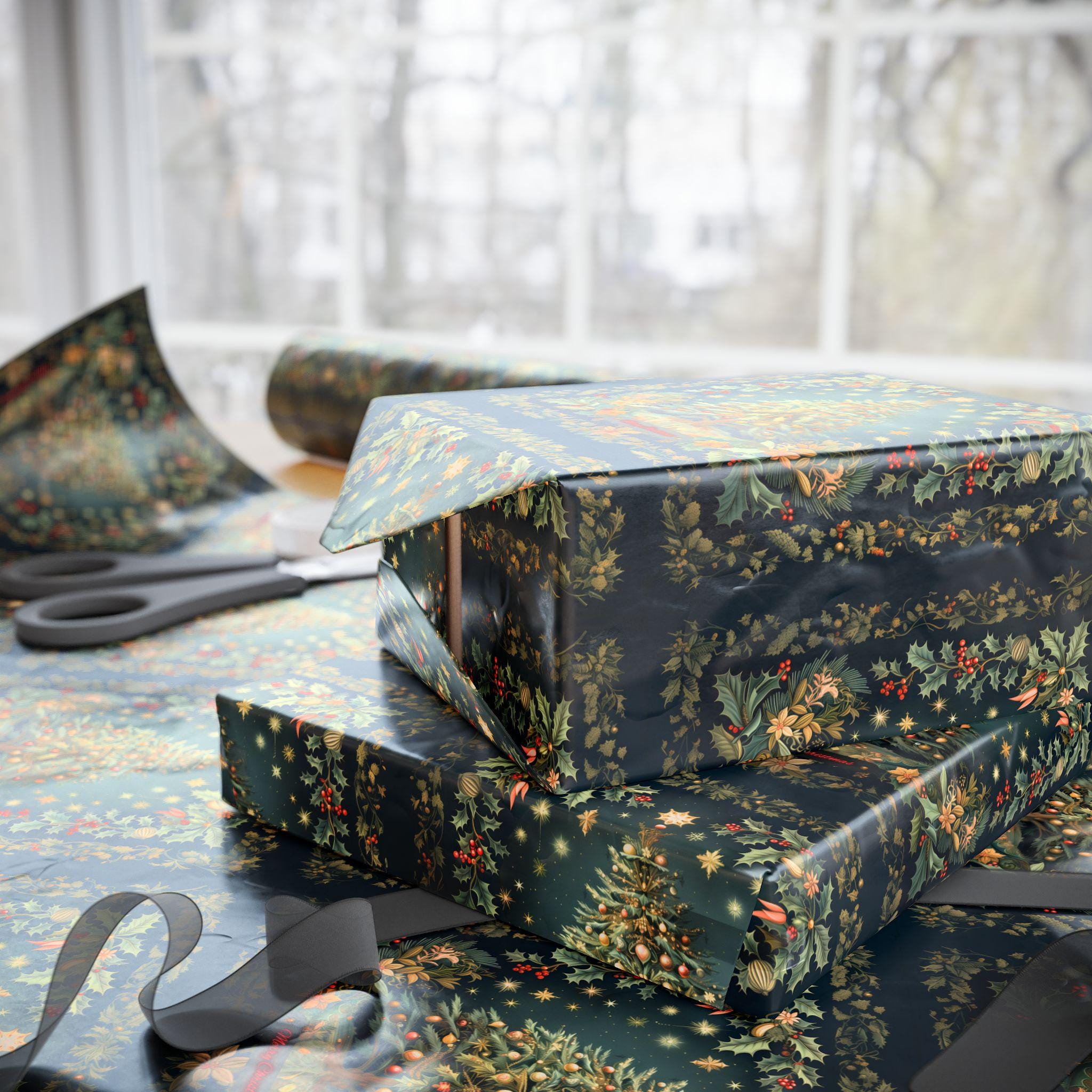 William Morris Christmas Wrapping Paper: Vintage Style Tree & Botanical Gift Wrap