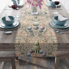 Blush Easter Table Runner: Pastel Bunny & Eggs, Spring Farmhouse Holiday Decor