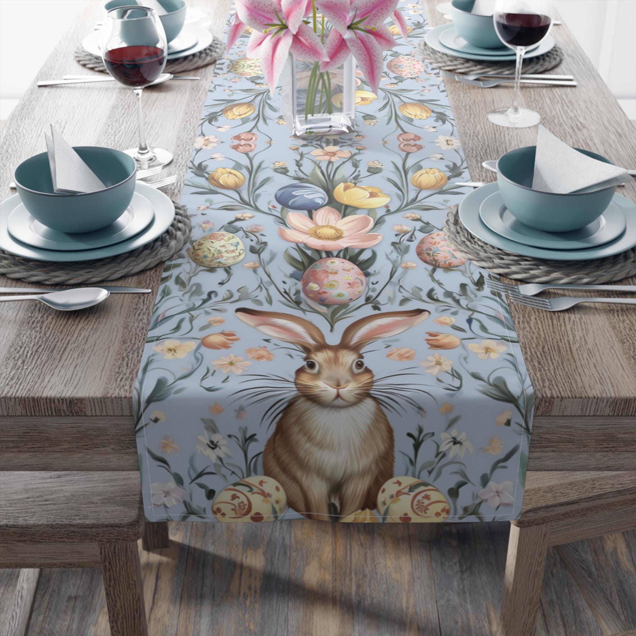 Botanical Easter Table Runner: William Morris Inspired Spring Decor for Dining Room and Kitchen