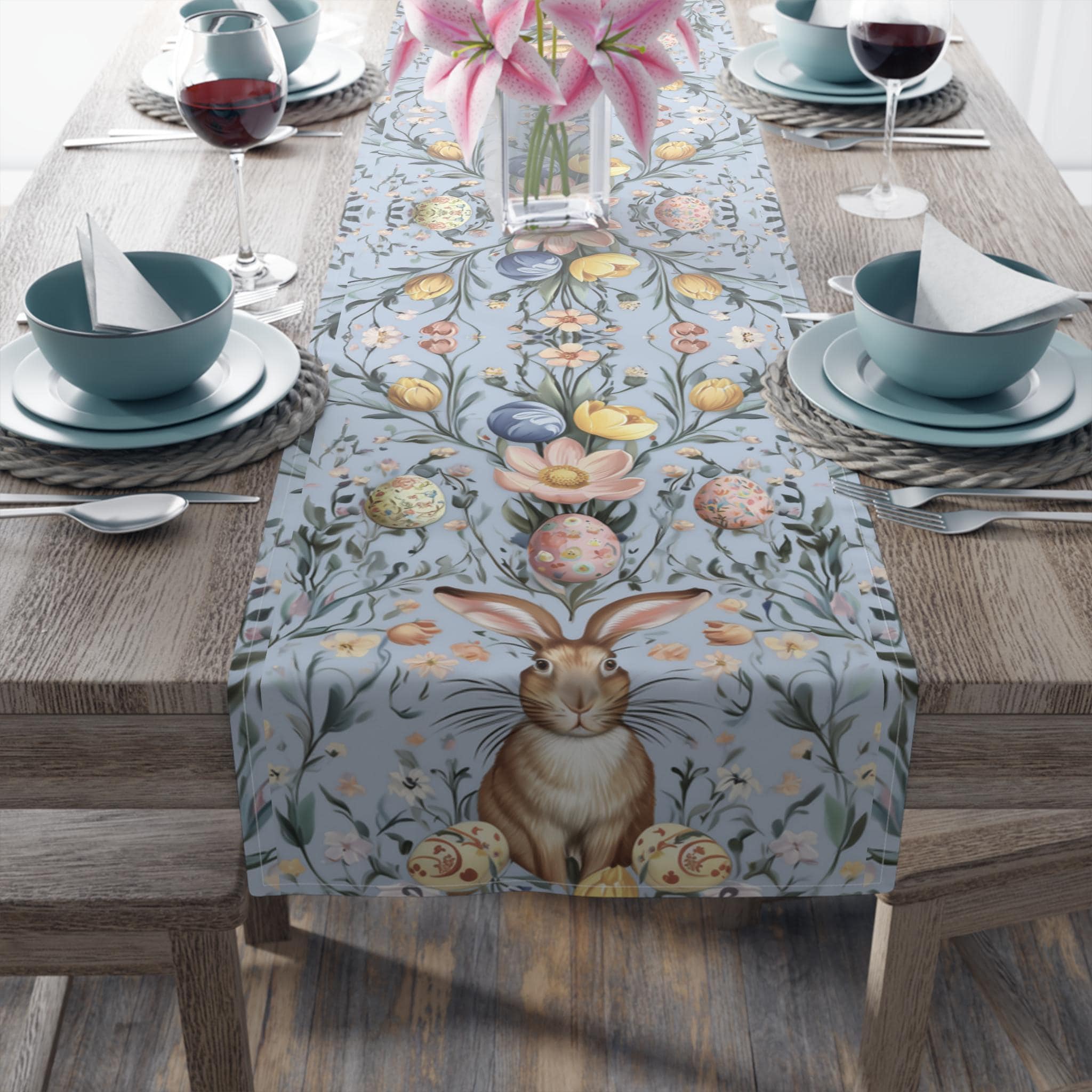 Botanical Easter Table Runner: William Morris Inspired Spring Decor for Dining Room and Kitchen