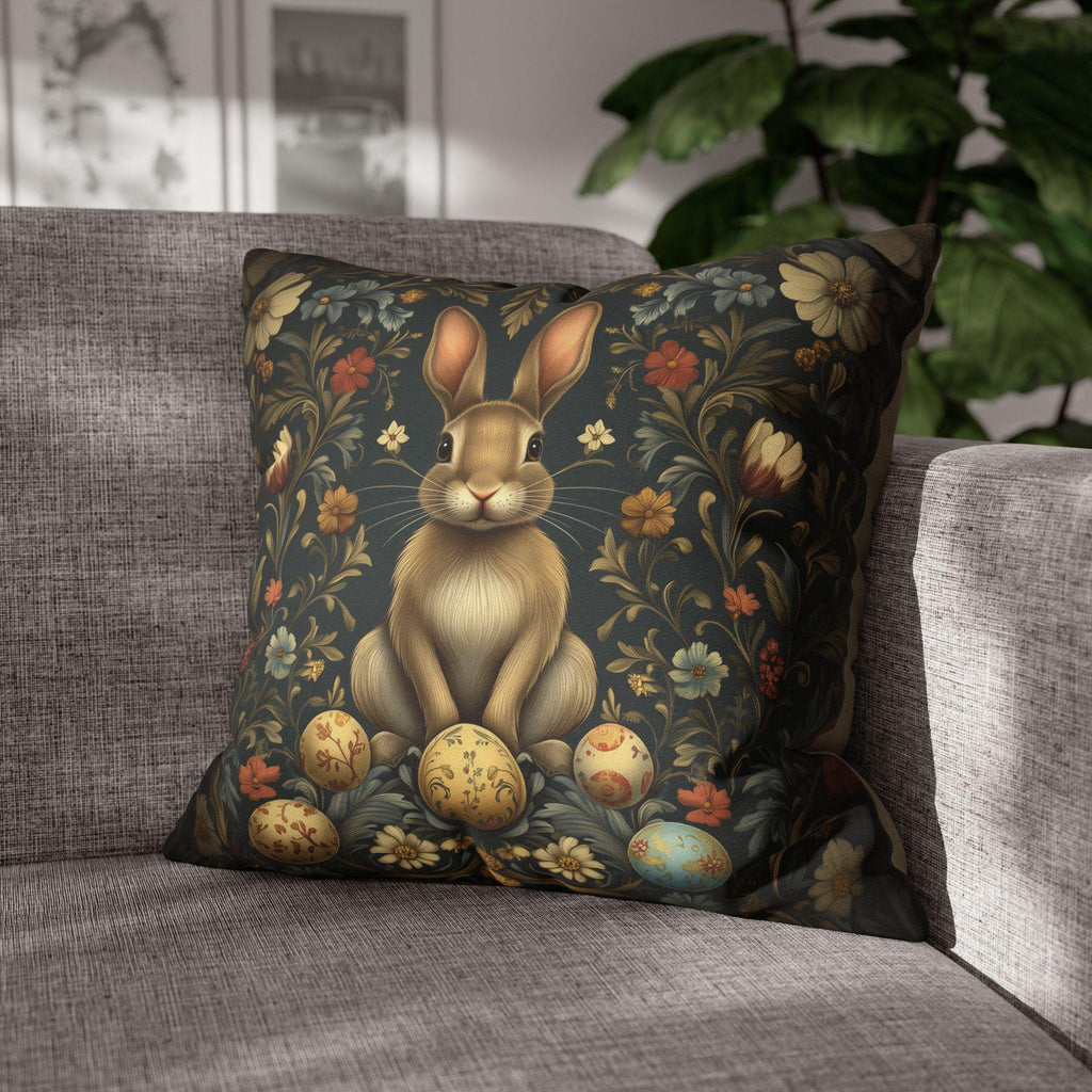 Vintage-Inspired Easter Bunny Pillowcase: William Morris Floral Botanical Square Cushion Cover