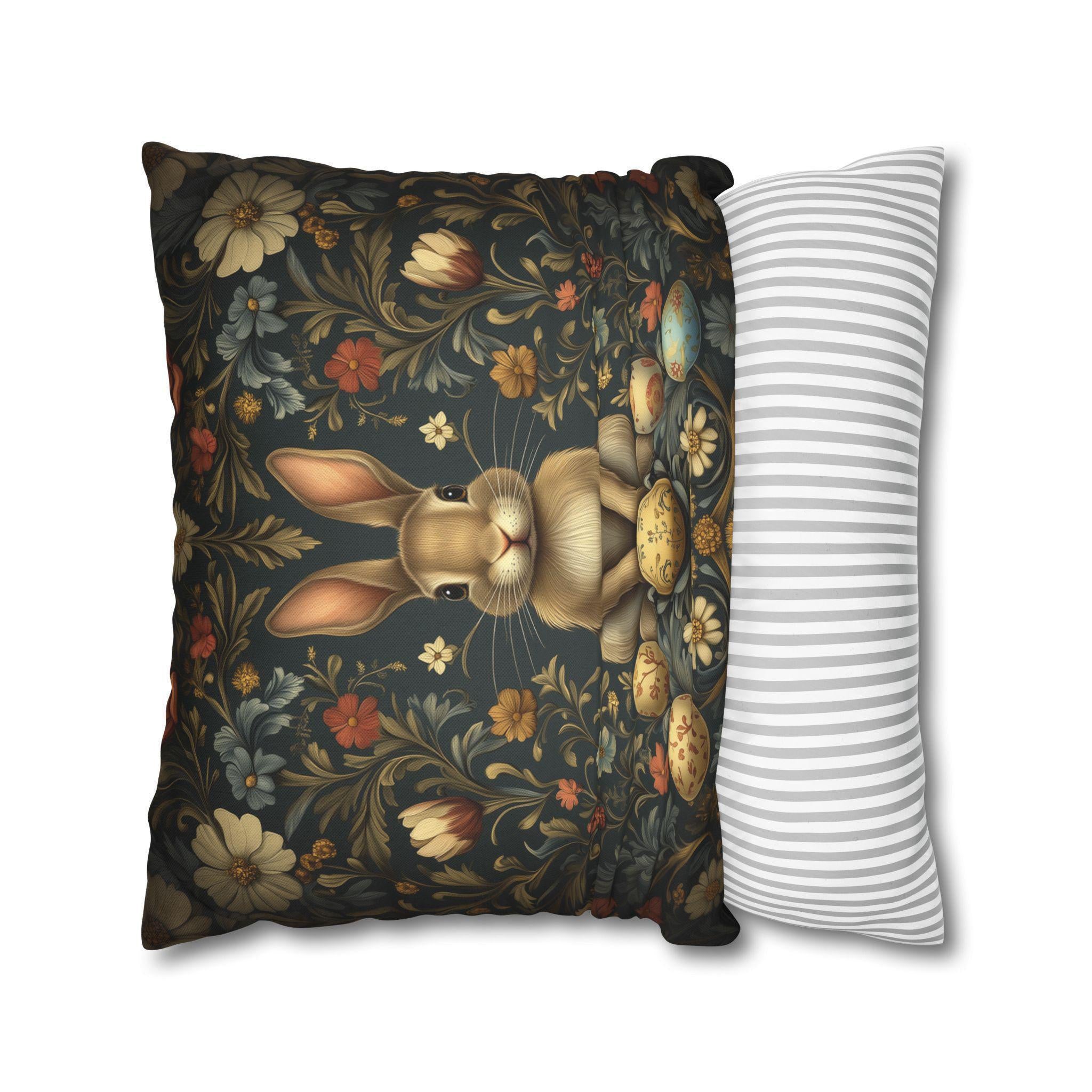 Vintage-Inspired Easter Bunny Pillowcase: William Morris Floral Botanical Square Cushion Cover