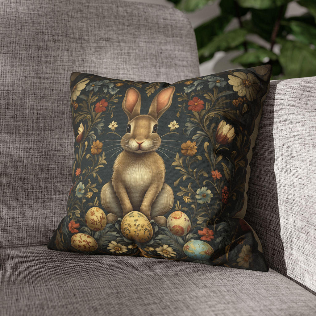 Vintage-Inspired Easter Bunny Pillowcase: William Morris Floral Botanical Square Cushion Cover