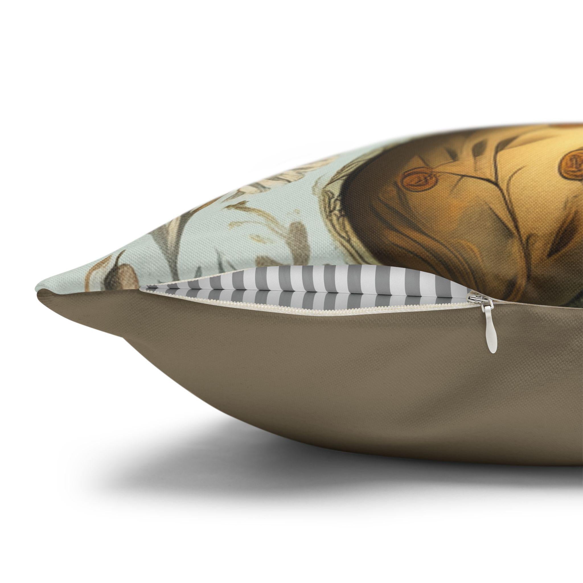 Vintage-Inspired Easter Bunny Pillowcase: William Morris-Style Floral Botanical Art in Pastel Blue