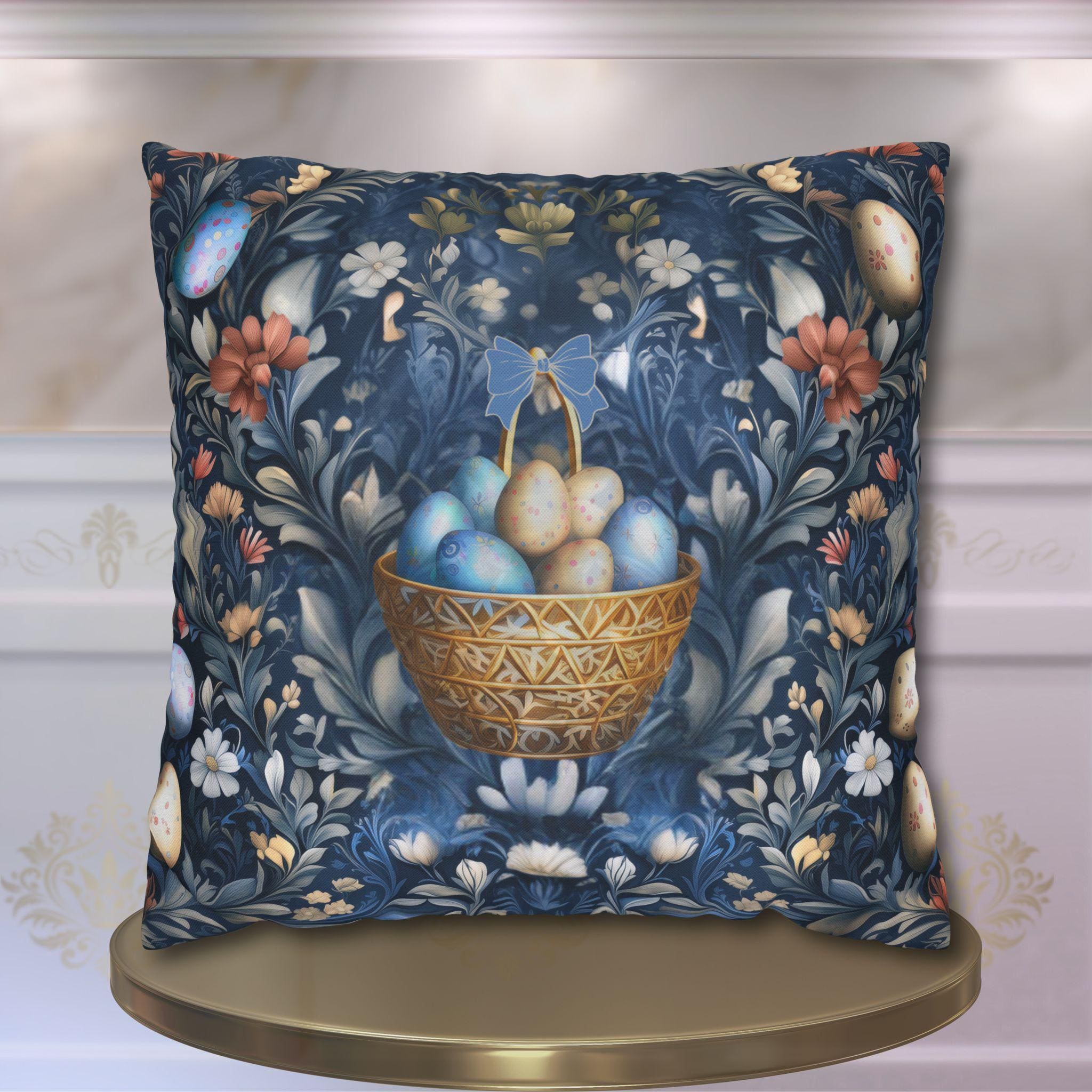 Floral Easter Pillow: Vintage Spring Home Decor Cushion