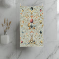 William Morris Easter Hand Towel: Pastel Floral Bunny Design for Kitchen or Bath