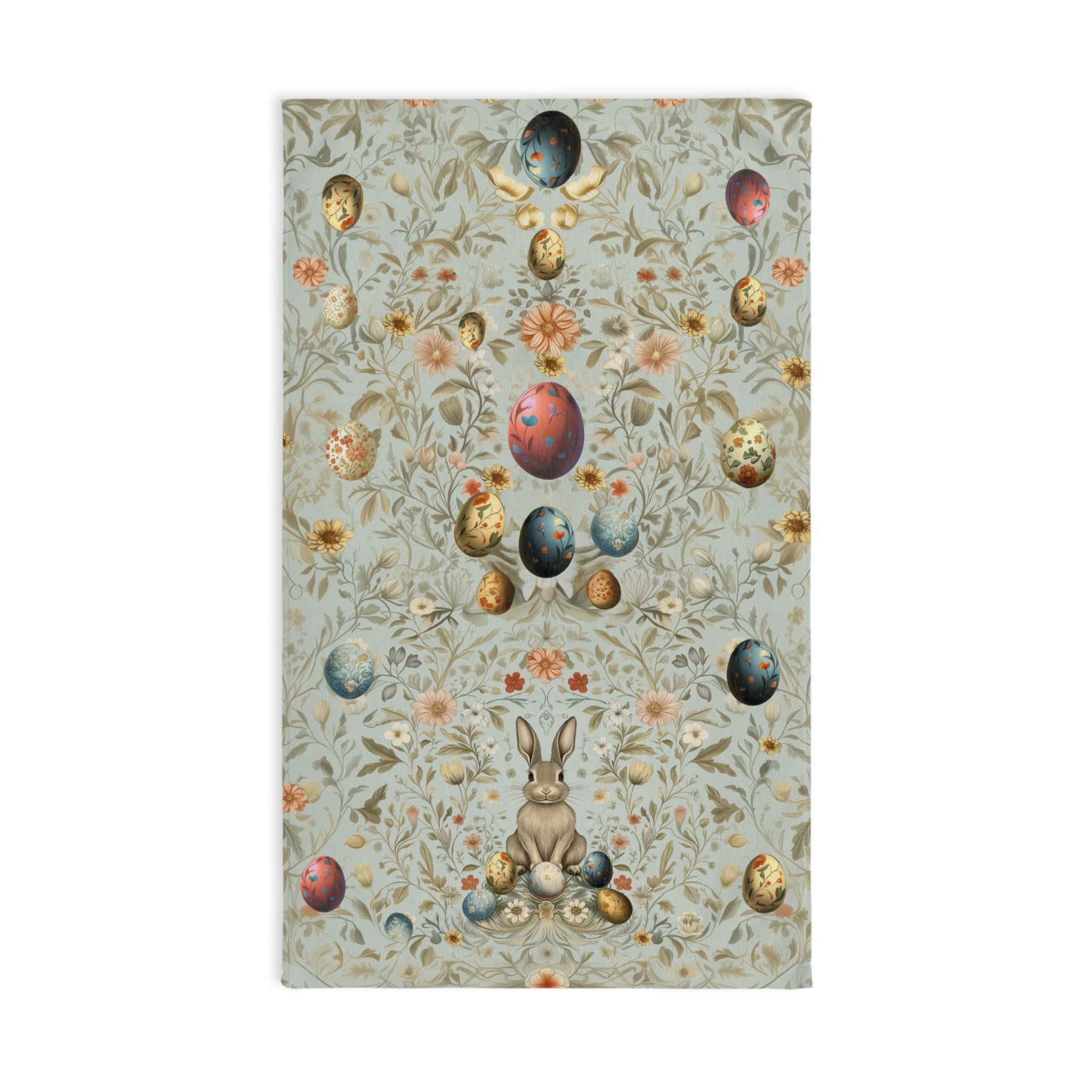 William Morris Easter Hand Towel: Pastel Floral Bunny Design for Kitchen or Bath