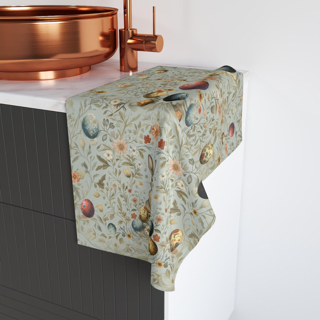 William Morris Easter Hand Towel: Pastel Floral Bunny Design for Kitchen or Bath